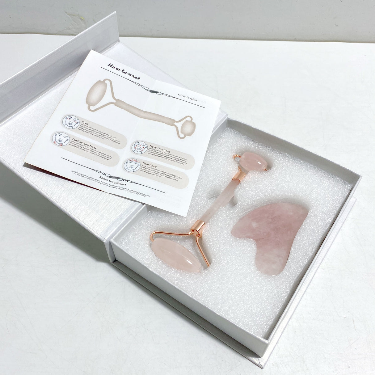 Rose Quartz Roller and Gua Sha A Set Wholesale Stunning Box Set Perfect for Gift