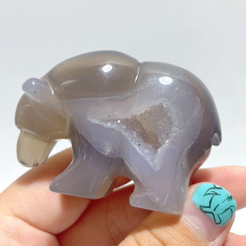 10 Pieces Beautiful Geode Druzy Agate Bear Carving - Wholesale Crystals