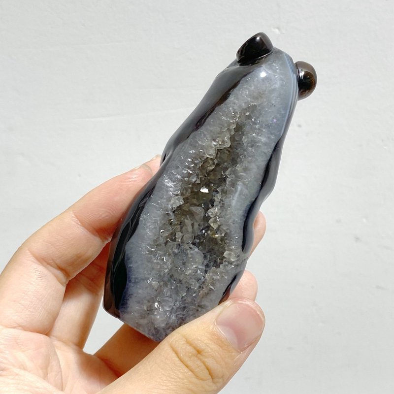 10 Pieces Beautiful Geode Druzy Agate Bear Carving - Wholesale Crystals