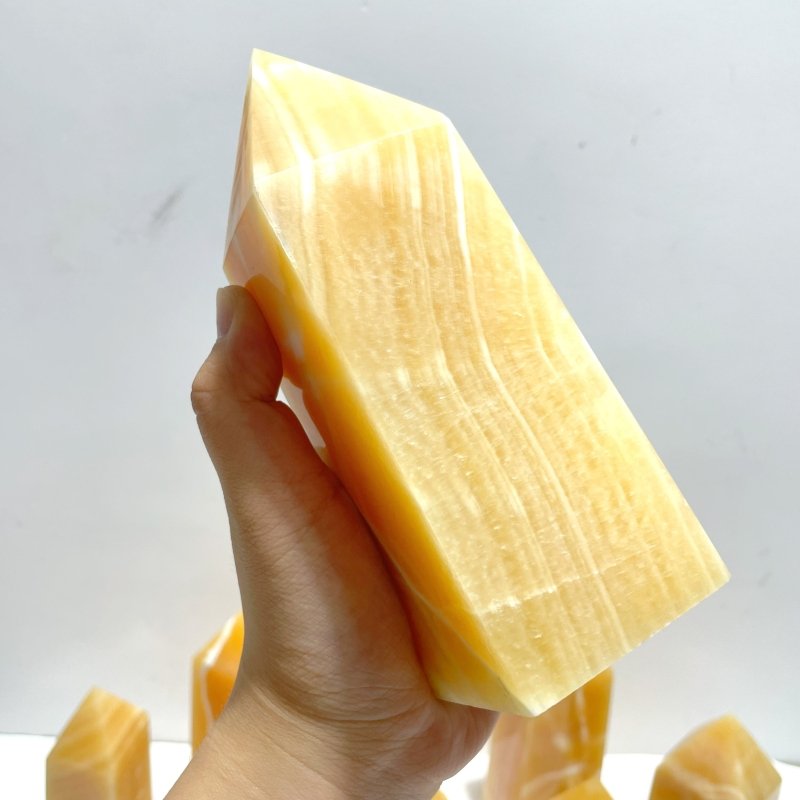 10 Pieces Fat Yellow Calcite Stripe Tower - Wholesale Crystals