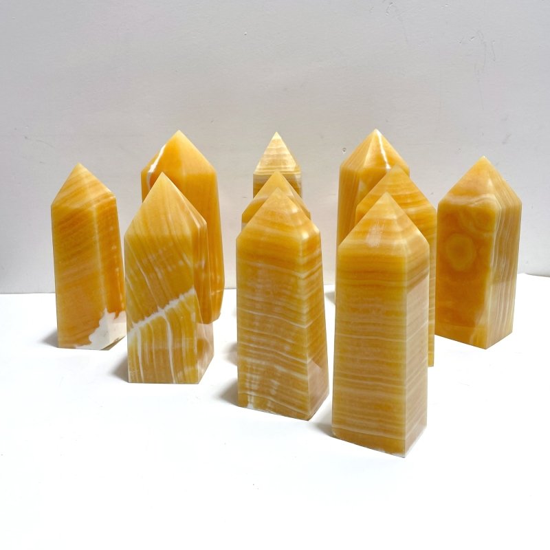 10 Pieces Fat Yellow Calcite Stripe Tower - Wholesale Crystals