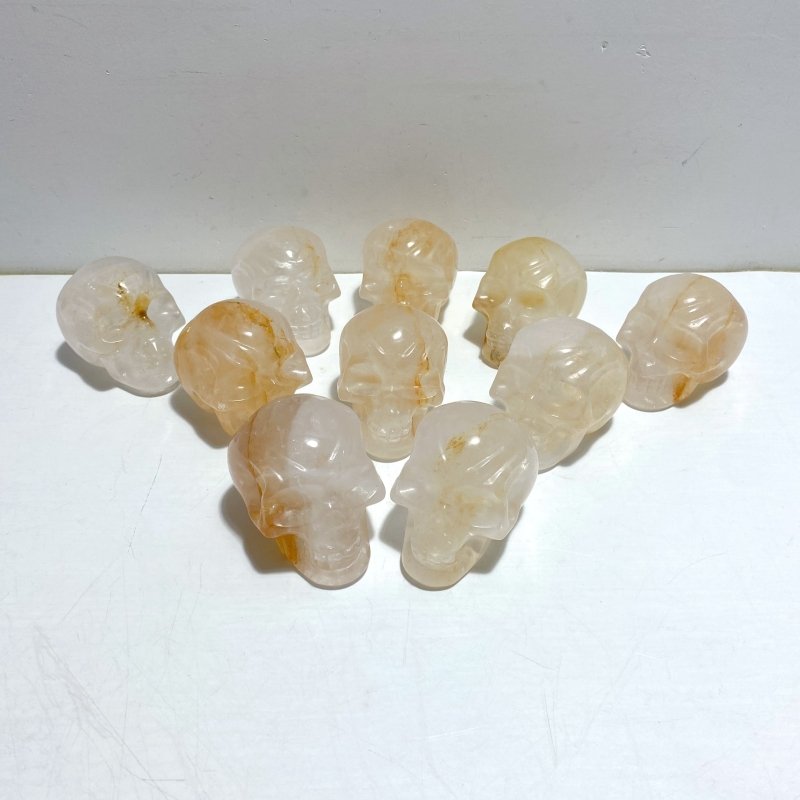 10 Pieces Hematoid Quartz Golden Fire Quartz Skull Carving - Wholesale Crystals