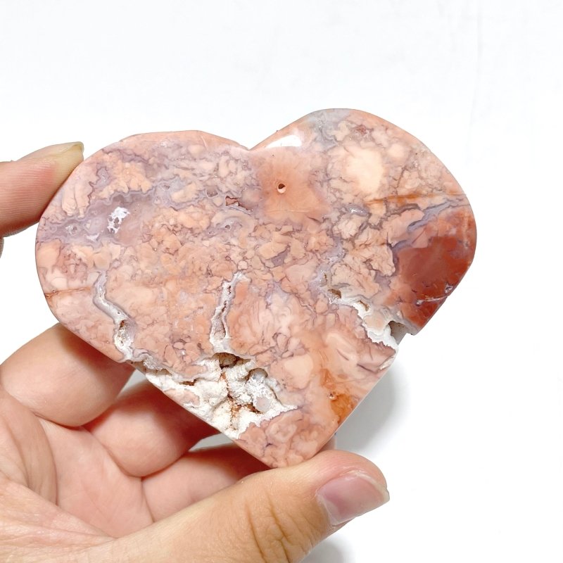 10 Pieces Pink Agate Heart With Stand - Wholesale Crystals