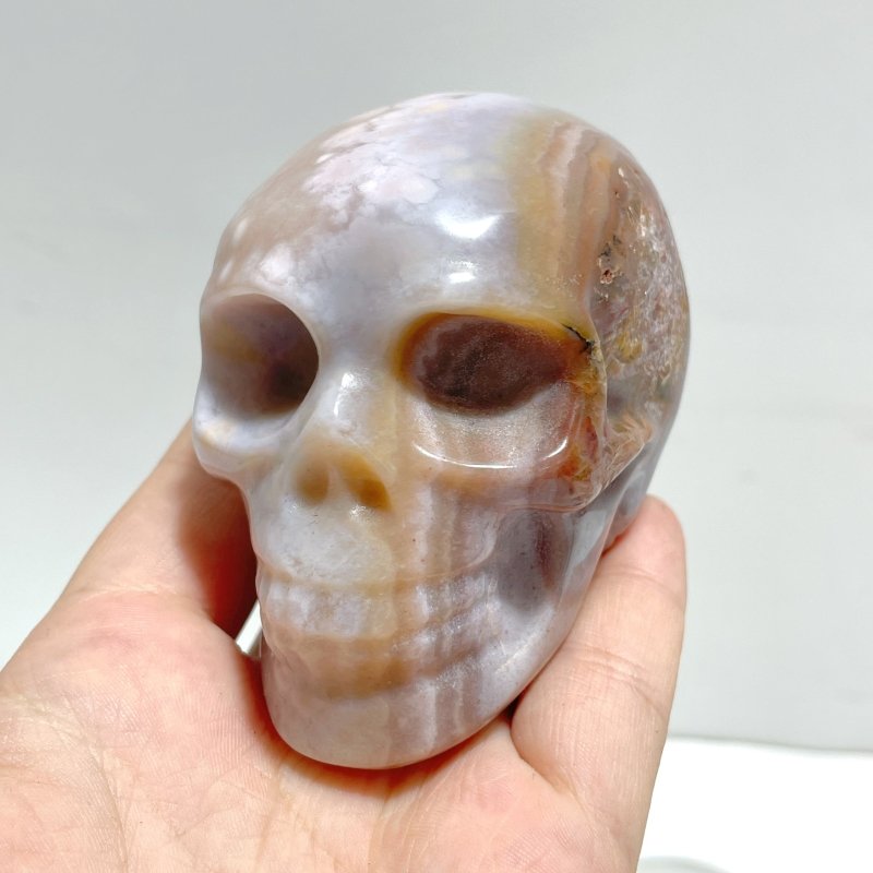 10 Pieces Sakura Flower Agate Skull Carving - Wholesale Crystals