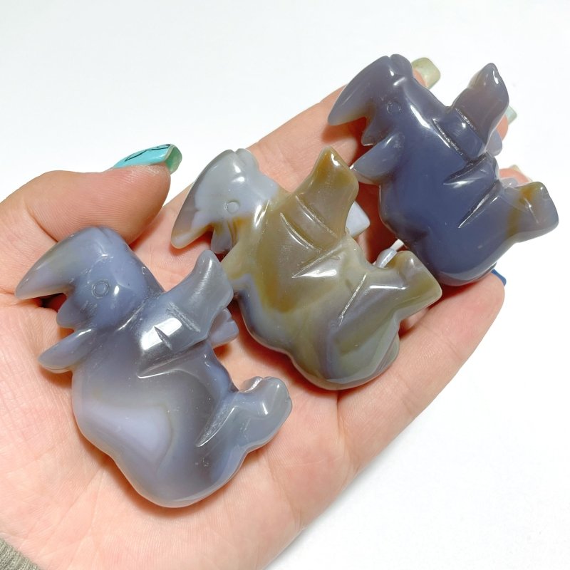 10 pieces Small Geode Agate Druzy Rhino Carving - Wholesale Crystals