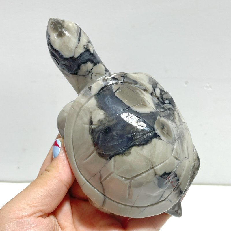 10 Pieces Volcano Agate Turtle Carving(UV - Reactive) - Wholesale Crystals