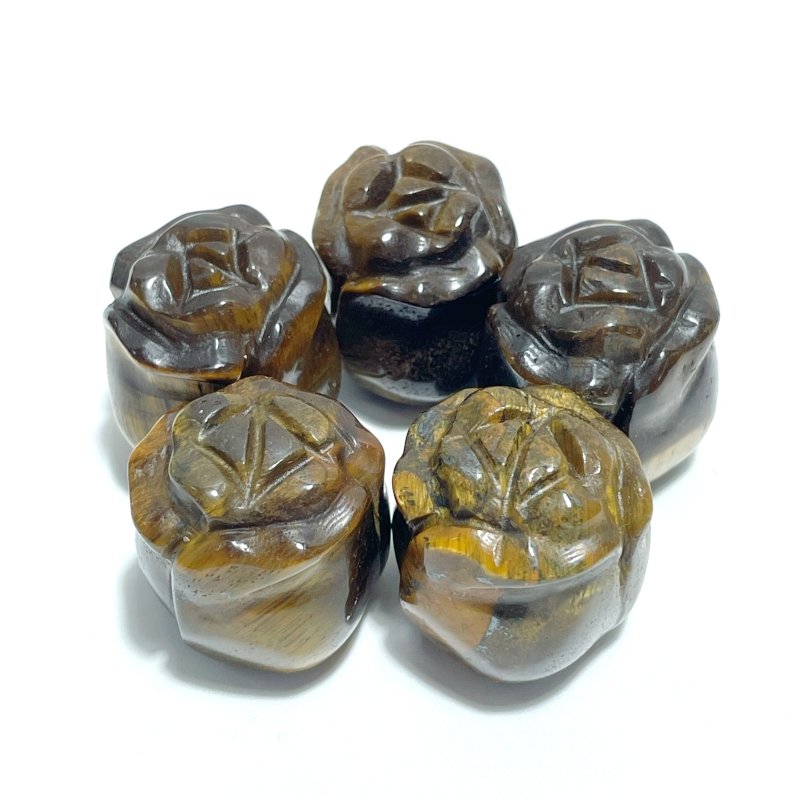 10 Types Small Rose Flower Carving Wholesale Fire Quartz Clear Quartz Yellow Calcite - Wholesale Crystals