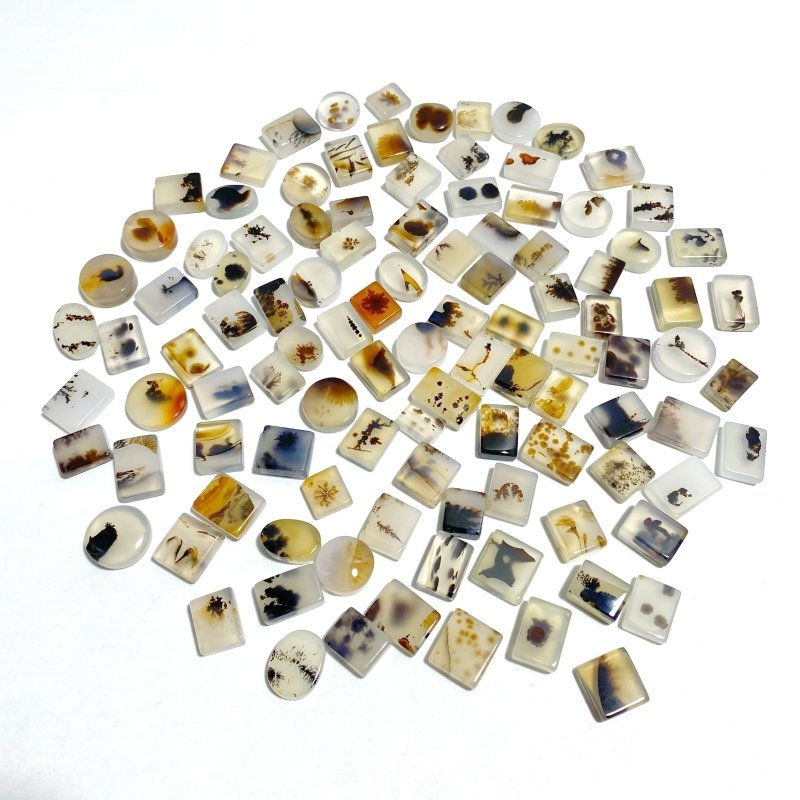 106 Pieces Natural Scenic Dendritic Agate Cabochon - Wholesale Crystals