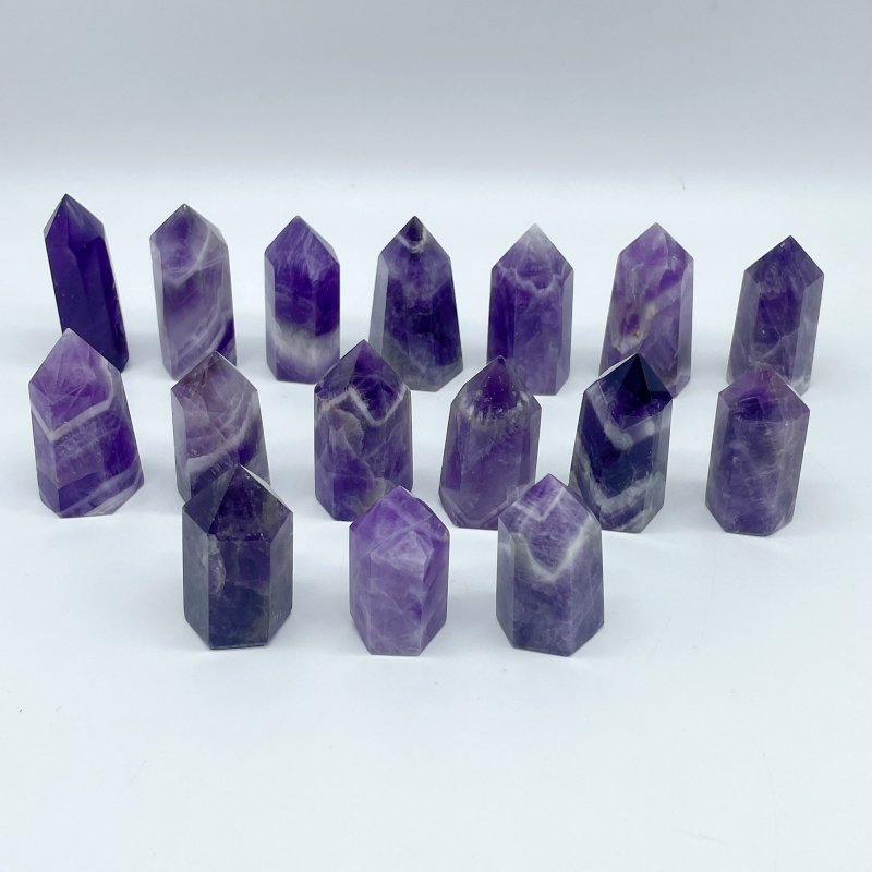 1.1 - 1.9in Mini Chevron Amethyst Tower Point Crystal Wholesale - Wholesale Crystals
