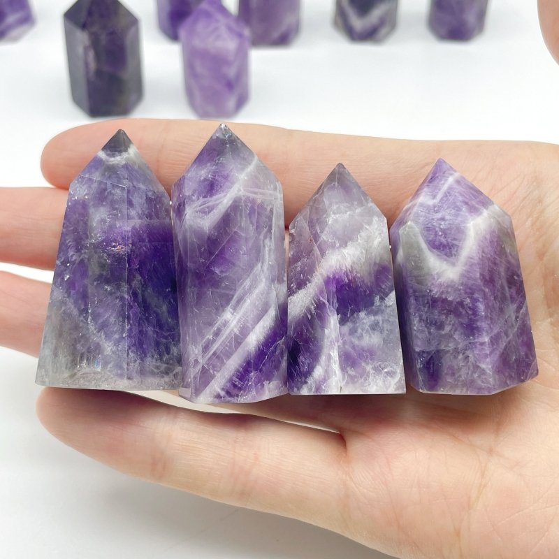 1.1 - 1.9in Mini Chevron Amethyst Tower Point Crystal Wholesale - Wholesale Crystals