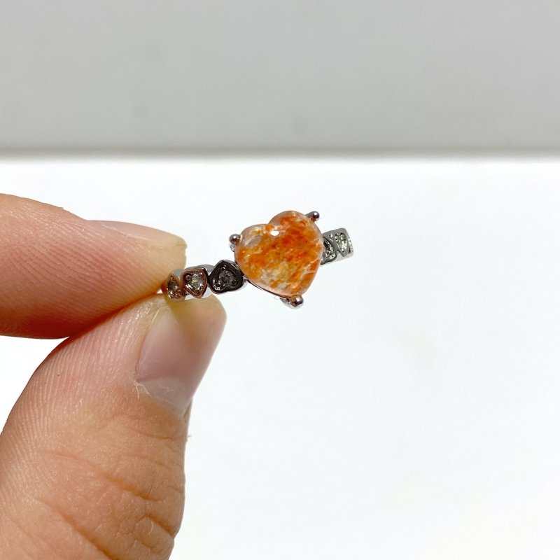 11 Pieces Beautiful Sunstone Heart Shape Ring 3 - Wholesale Crystals