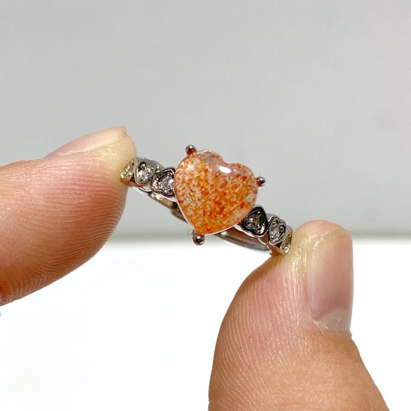 11 Pieces Beautiful Sunstone Heart Shape Ring 3 - Wholesale Crystals