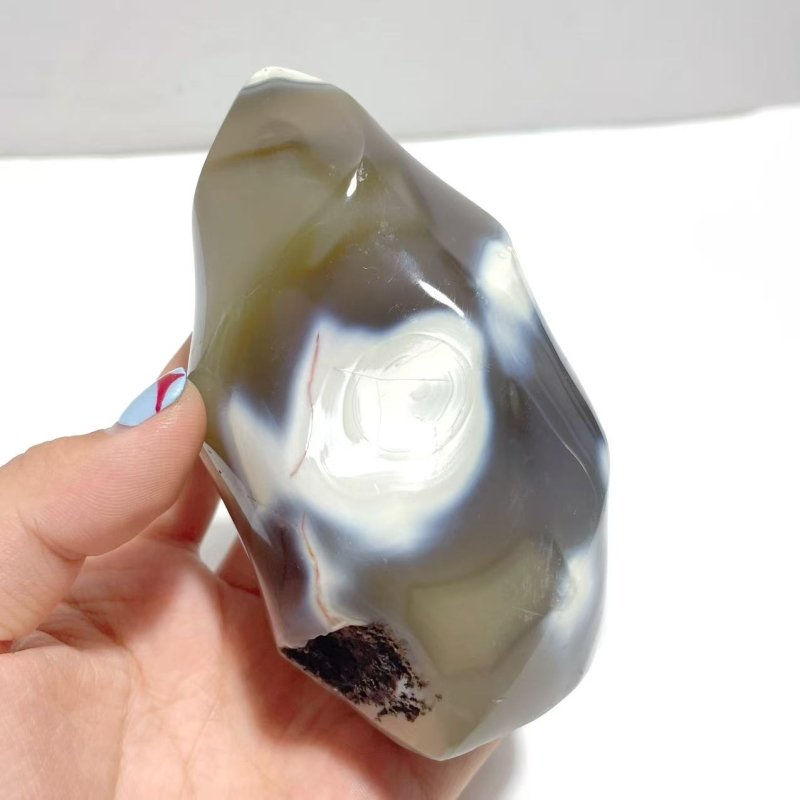 11 Pieces Black Orca Agate Flame Carving 4 - Wholesale Crystals