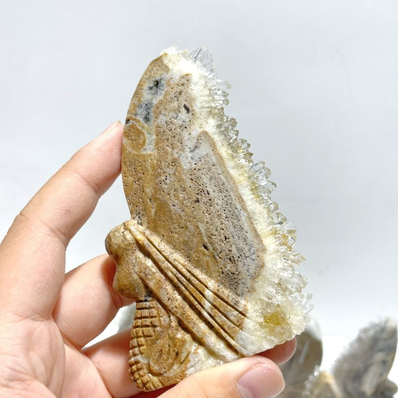 11 Pieces Clear Quartz Cluster Butterfly Fairy Carving - Wholesale Crystals