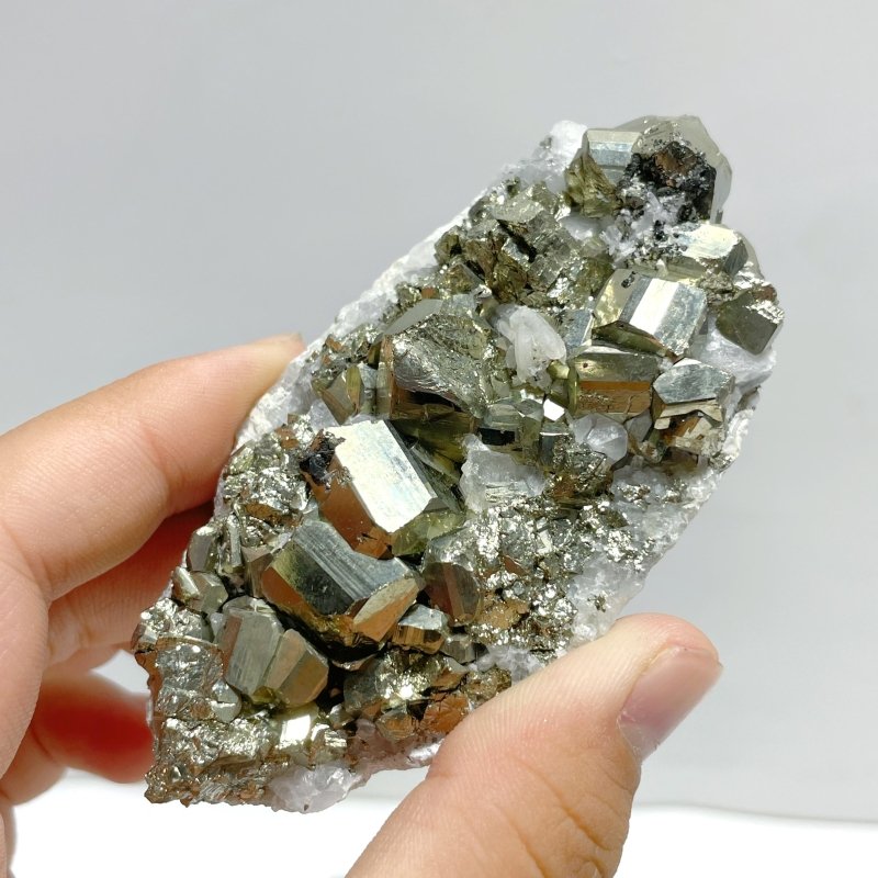 11 Pieces Pyrite Mixed Clear Quartz Cluster Specimen For Collection - Wholesale Crystals