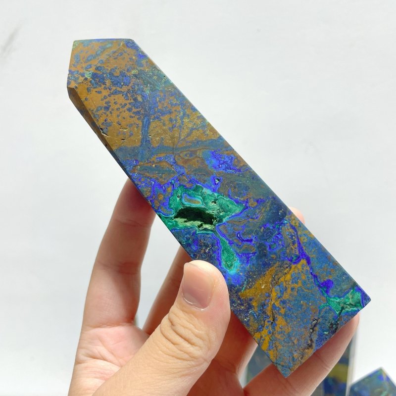 12 Pieces Azurite Four - sided Tower Point - Wholesale Crystals