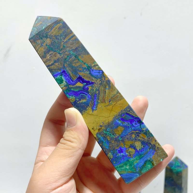 12 Pieces Azurite Four - sided Tower Point - Wholesale Crystals