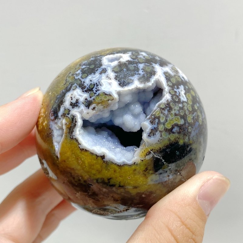 12 Pieces Geode Druzy 8th Vein Ocean Jasper Spheres -Wholesale Crystals
