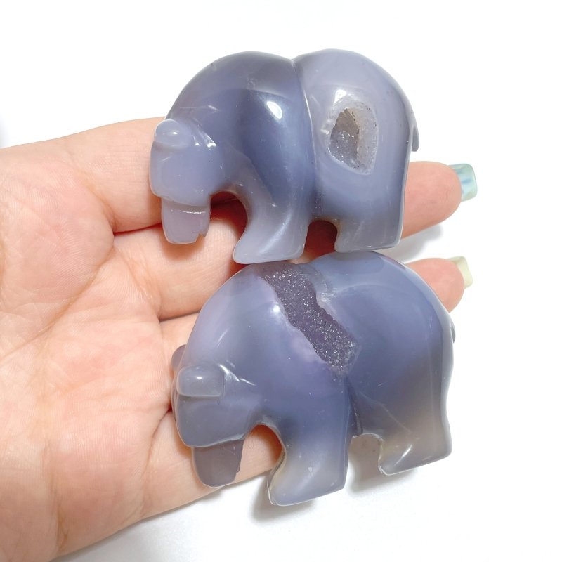 12 Pieces Geode Druzy Agate Bear Carving - Wholesale Crystals