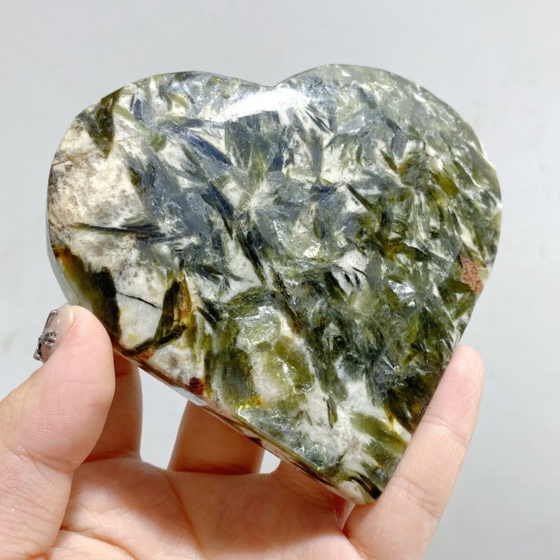12 Pieces Green Mica Mixed Quartz Heart -Wholesale Crystals