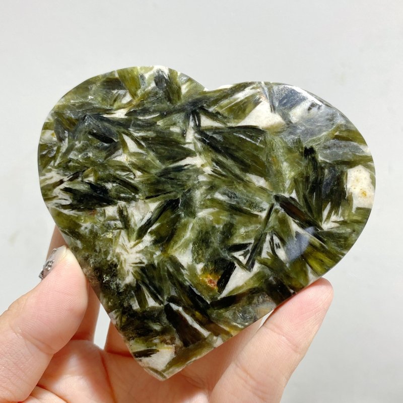 12 Pieces Green Mica Mixed Quartz Heart -Wholesale Crystals