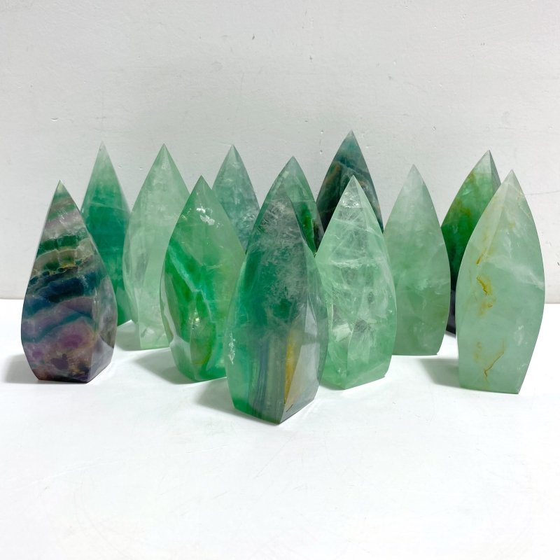 12 Pieces High Quality Large Rainbow Fluorite Flame Mixed Color -Wholesale Crystals