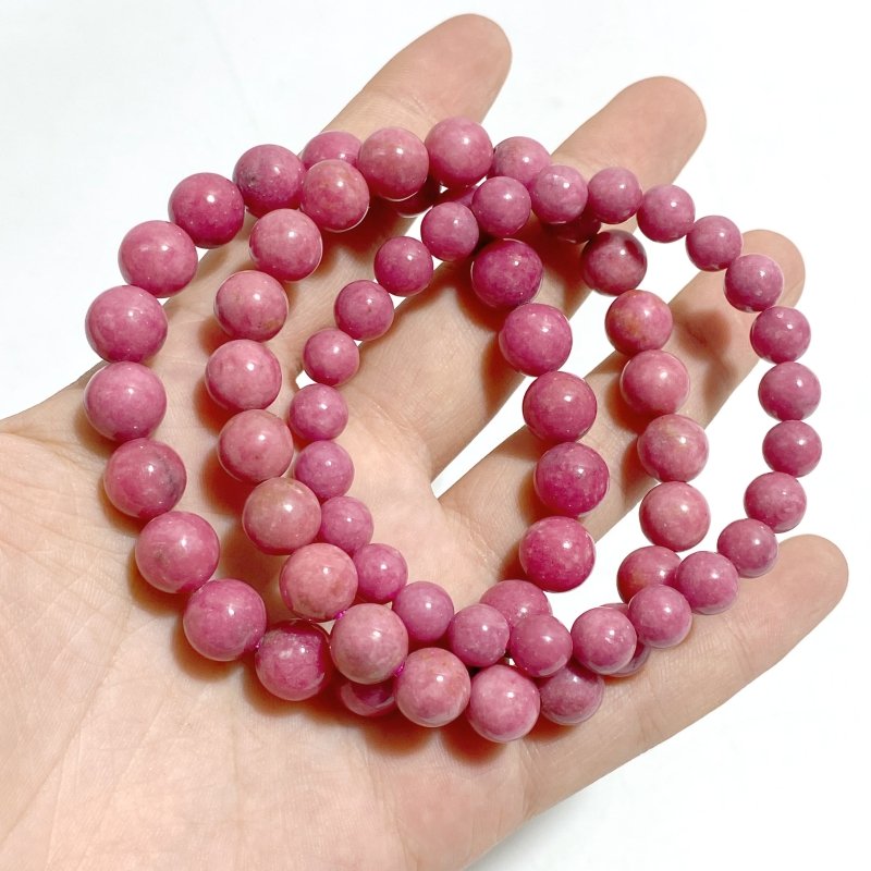 12 Pieces High Quality Rhodonite Bracelets -Wholesale Crystals