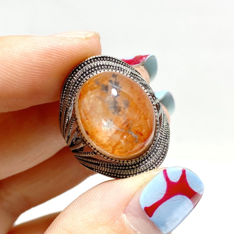 12 Pieces Rare Fire Quartz Dentritic Quartz Different Styles Ring - Wholesale Crystals