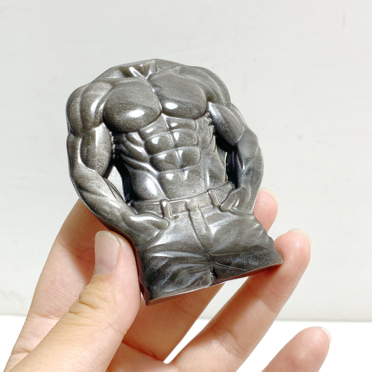 Silver Sheen Obsidian Male Body Carving Wholesale