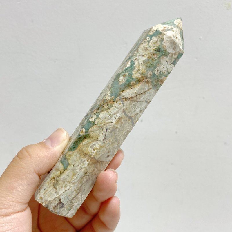 13 - 17cm Green Sakura Flower Agate Point Wholesale - Wholesale Crystals