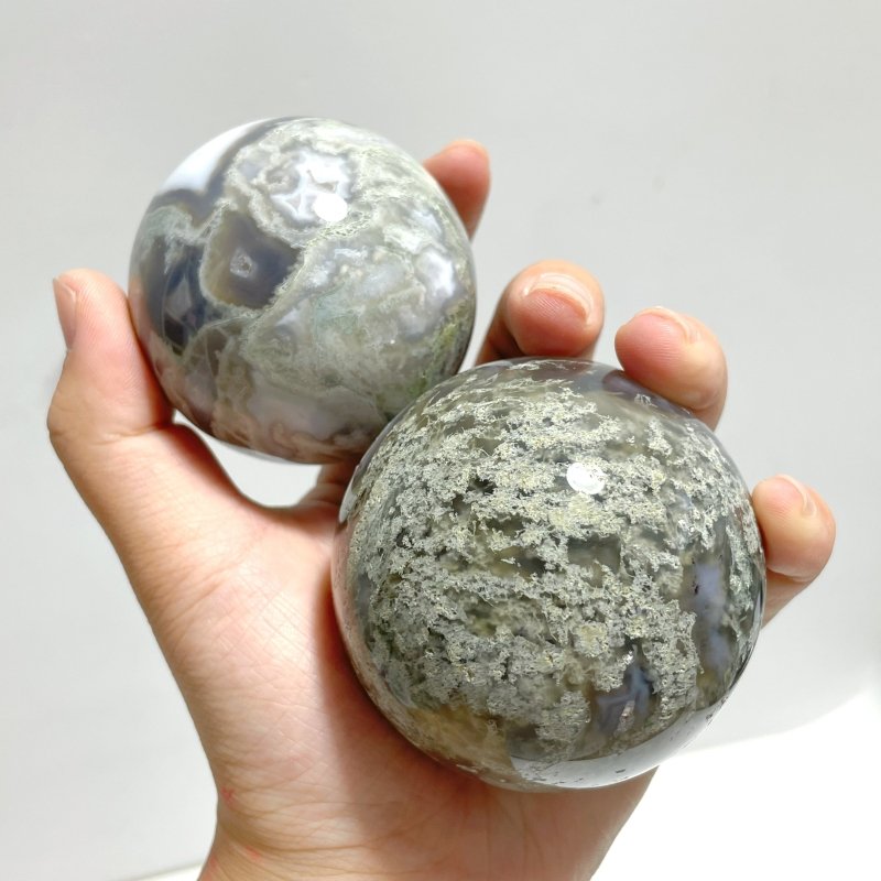 13 Pieces Beautiful Moss Agate Spheres - Wholesale Crystals