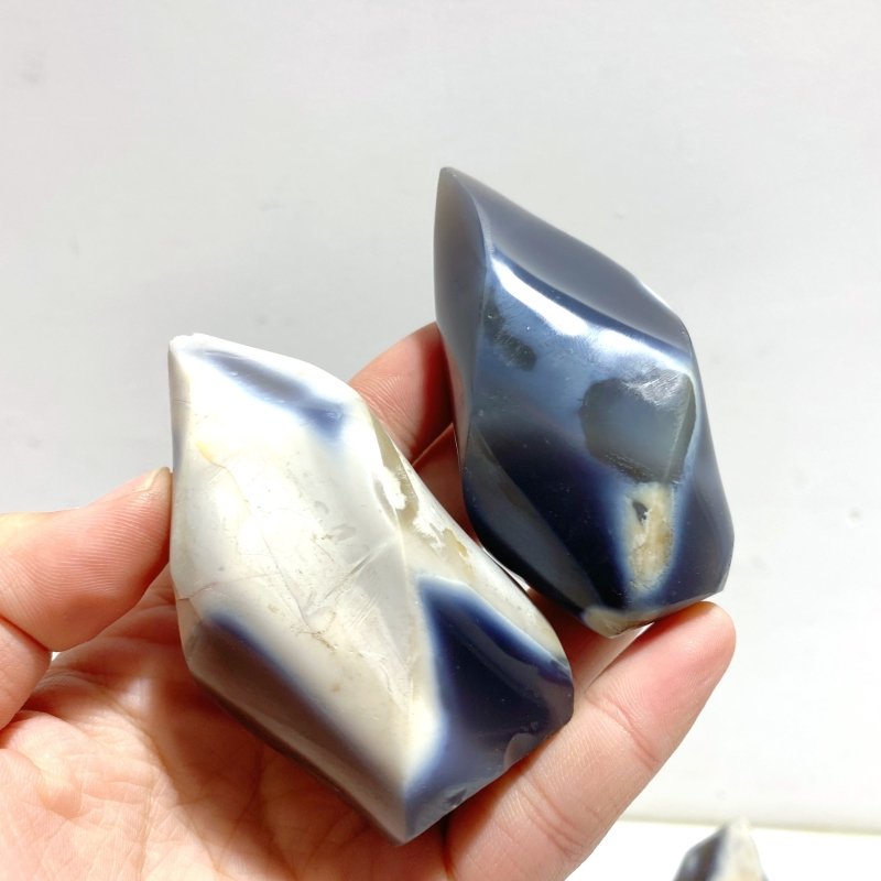 13 Pieces Black Orca Agate Flame Carving 4 - Wholesale Crystals