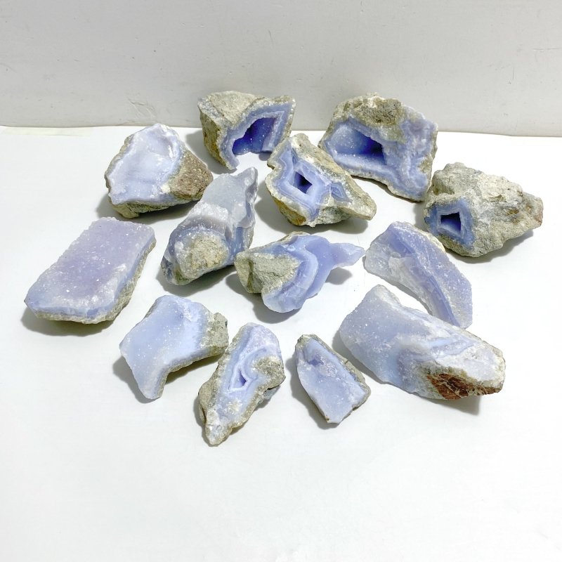 13 Pieces Geode Druzy Blue Chalcedony -Wholesale Crystals