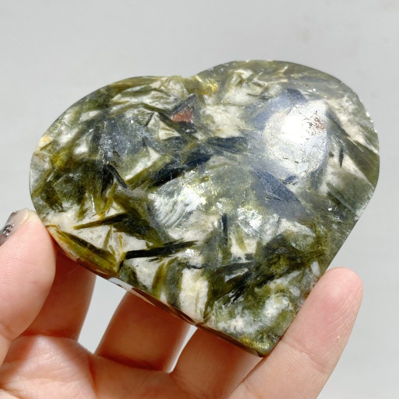 13 Pieces Green Mica Mixed Quartz Heart -Wholesale Crystals