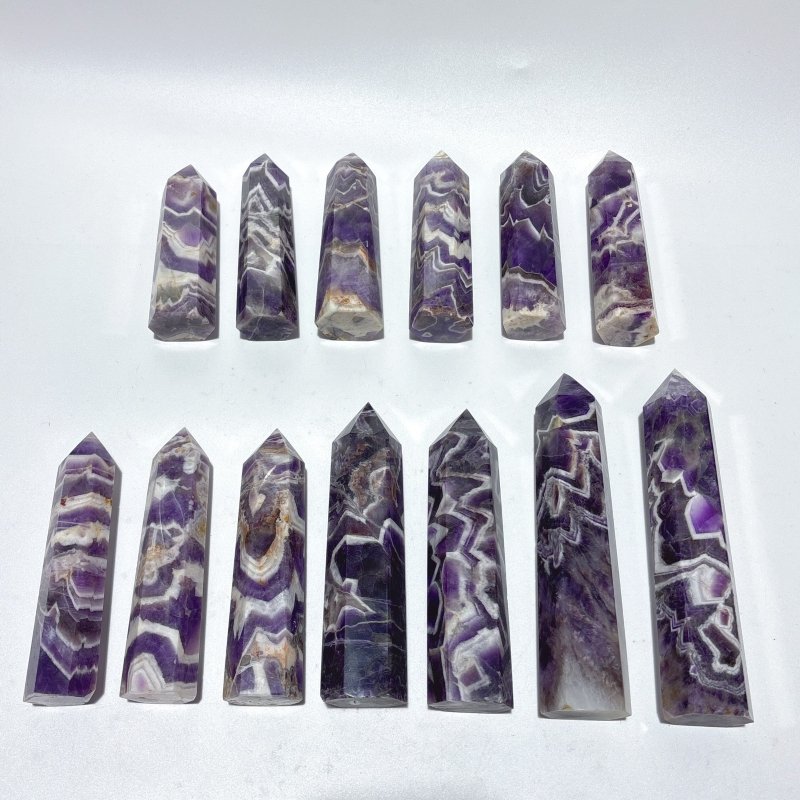 13 Pieces High Quality Chevron Amethyst Tower Points -Wholesale Crystals