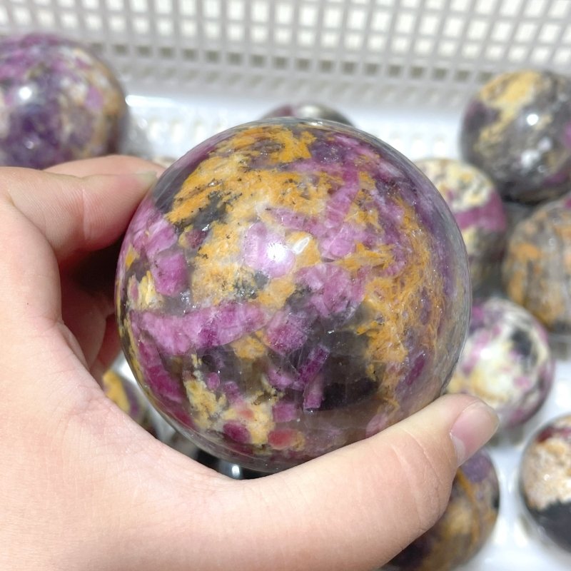 13 Pieces Pink Tourmaline Spheres Balls - Wholesale Crystals