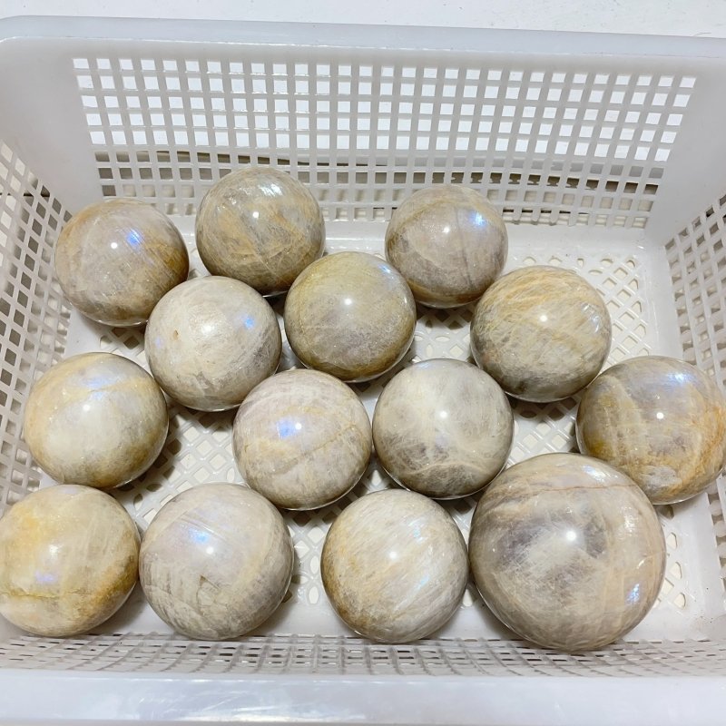 14 Pieces Beautiful Blue Moonstone Spheres -Wholesale Crystals