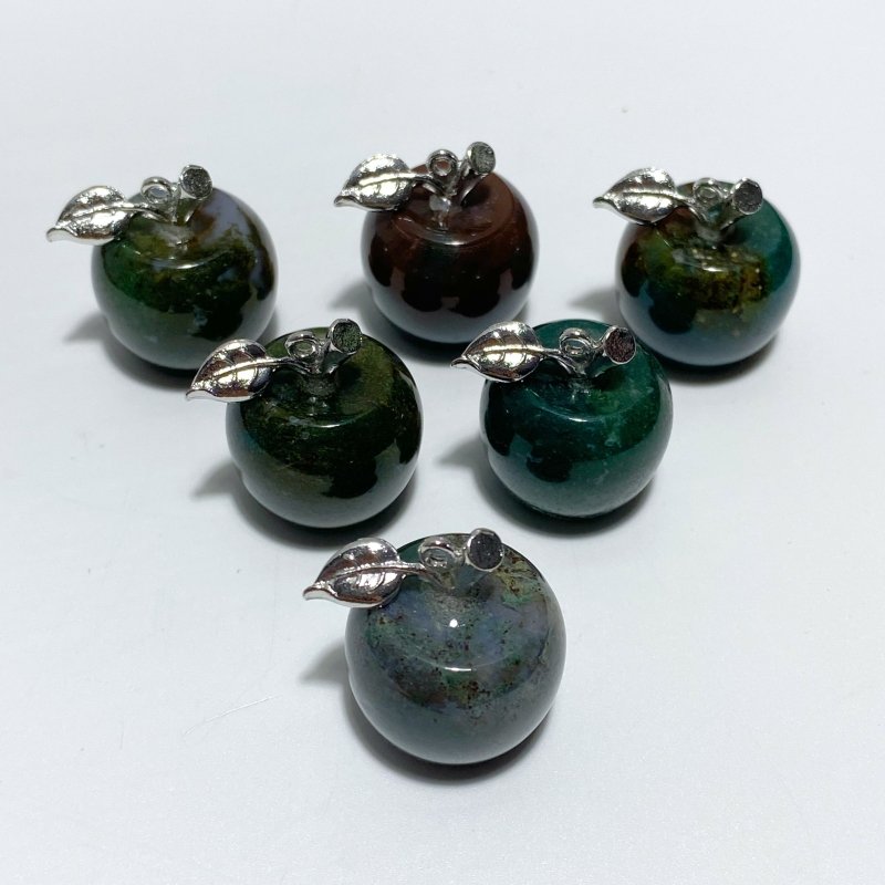 14 Types Small Apple Carving Wholesale Clear Quartz Green Aventurine Lepidolite - Wholesale Crystals