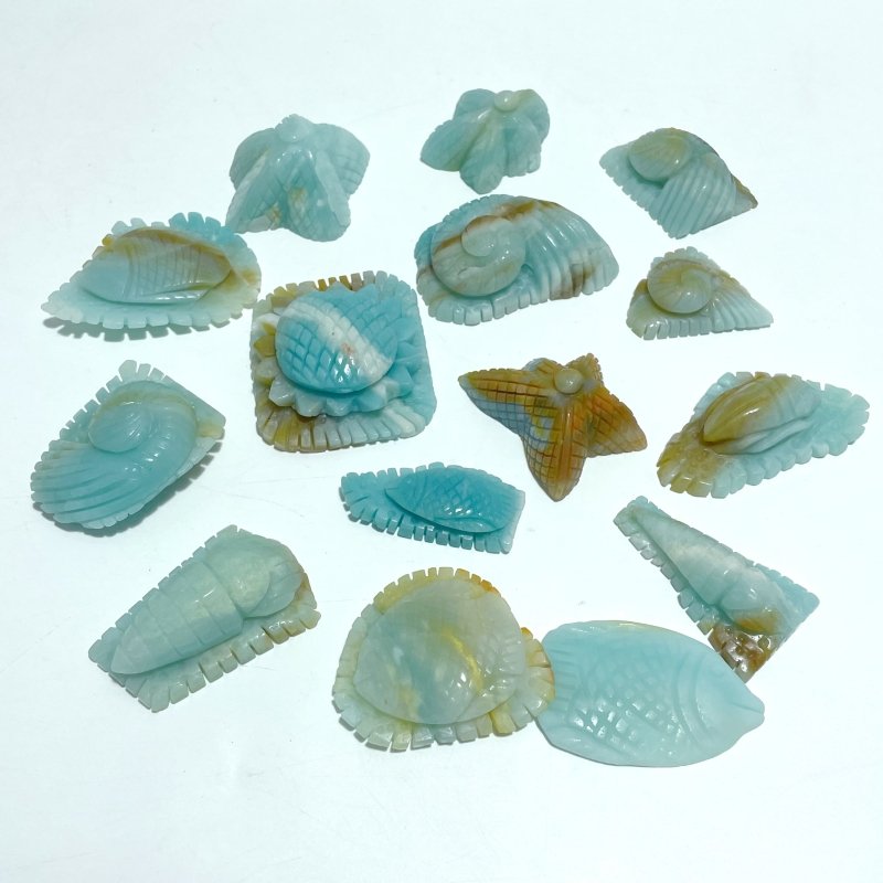 15 Pieces Caribbean Calcite Sea Animals Carving - Wholesale Crystals