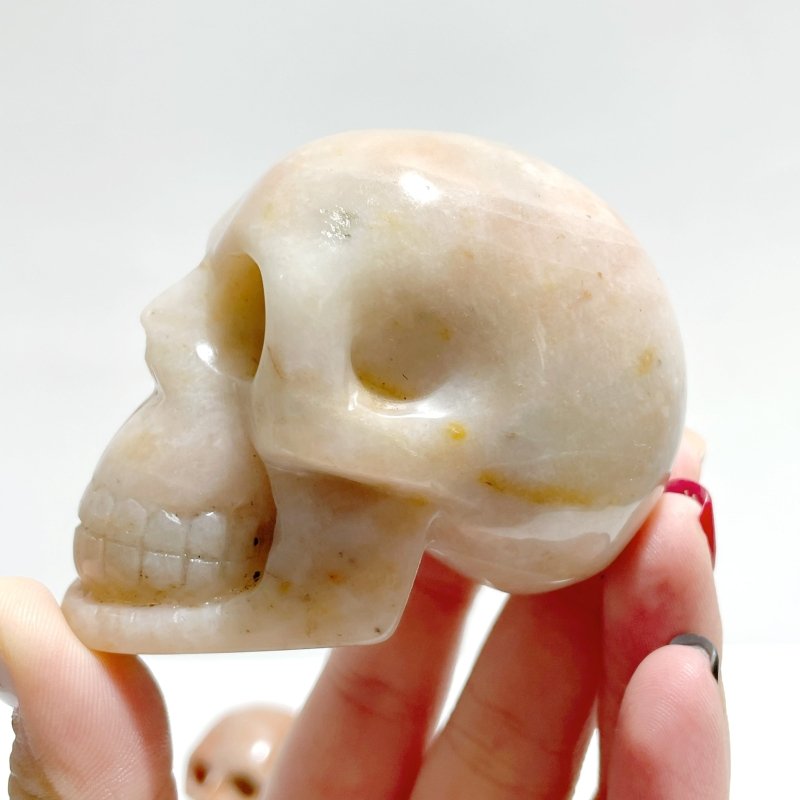 15 Pieces Orange Jade Skull Carving - Wholesale Crystals
