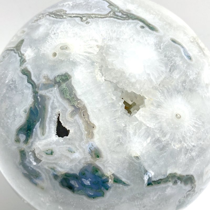 15CM Large Druzy Geode Moss Agate Sphere - Wholesale Crystals