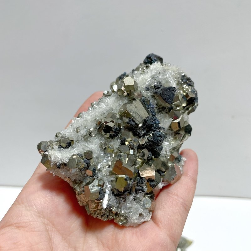 16 Pieces Pyrite Mixed Clear Quartz Cluster Specimen For Collection - Wholesale Crystals