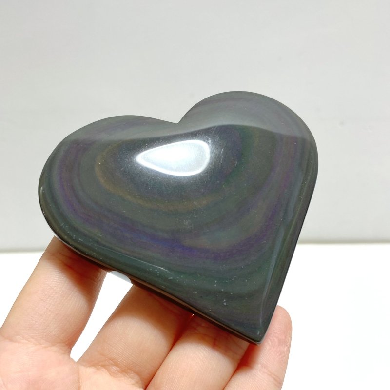 17 Pieces Beautiful Large Rainbow Cat Eye Obsidian Heart - Wholesale Crystals