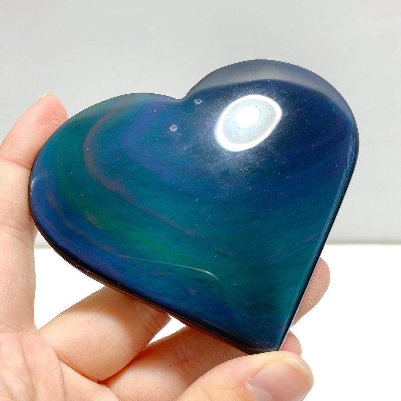 17 Pieces Beautiful Large Rainbow Cat Eye Obsidian Heart - Wholesale Crystals