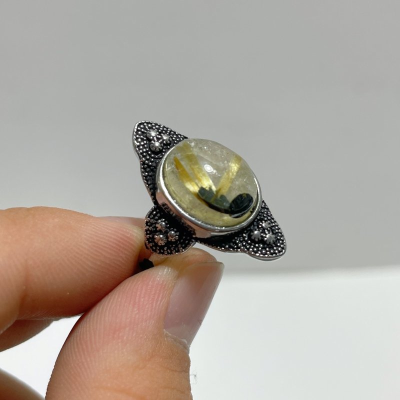 17 Pieces Golden Rutile Quartz Different Styles Ring - Wholesale Crystals