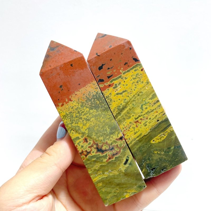 17 Pieces Ocean Jasper Four - sided Point 1 - Wholesale Crystals