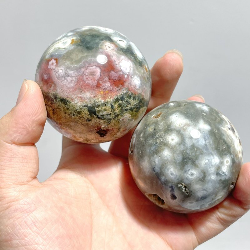 17 Pieces Ocean Jasper Spheres Balls - Wholesale Crystals
