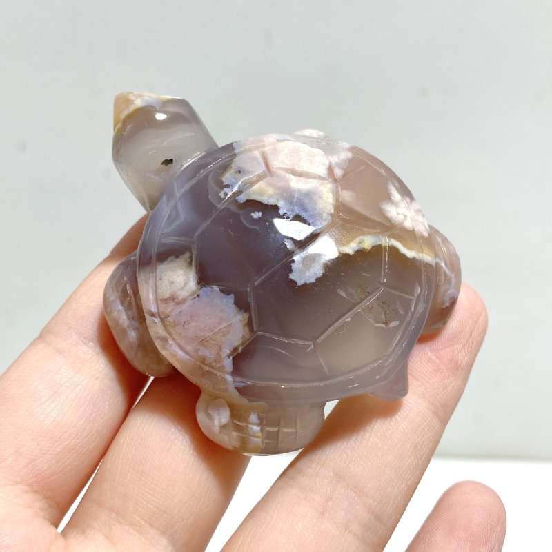 17 Pieces Sakura Flower Agate Sea Turtle Carving -Wholesale Crystals