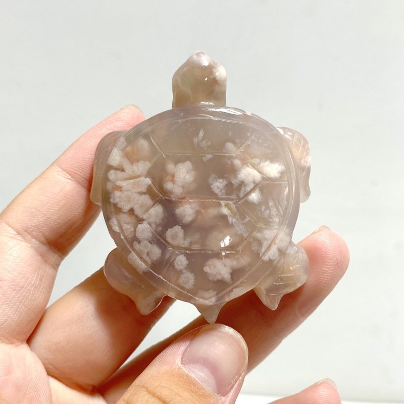 17 Pieces Sakura Flower Agate Sea Turtle Carving -Wholesale Crystals