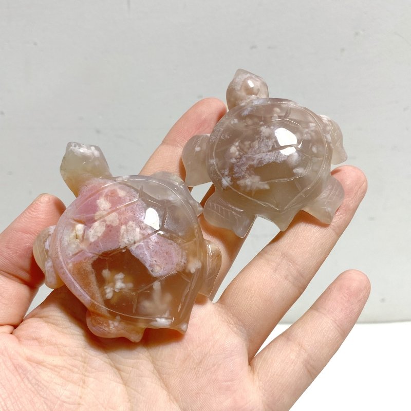 17 Pieces Sakura Flower Agate Sea Turtle Carving -Wholesale Crystals